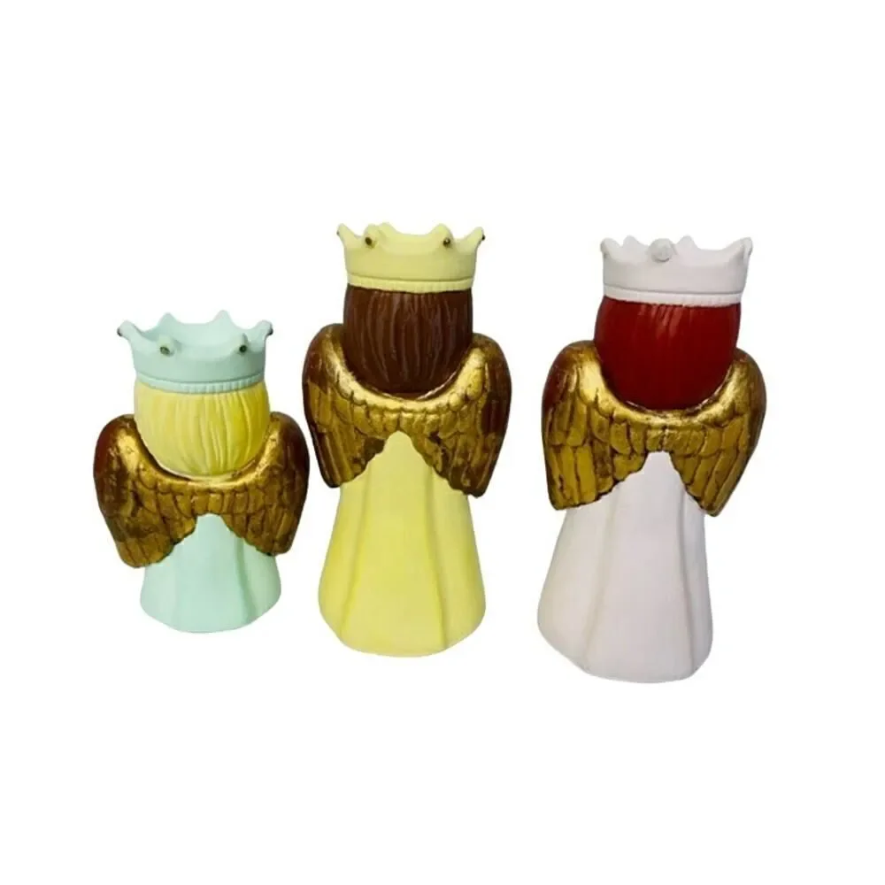 MCM Hobbyist Studio Art Set of 3 Angels Green Pink Yellow 1980